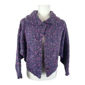 Vtg 90s It's Magic Toni Garment Purple Boucle Open Cardigan Jacket Small Indie